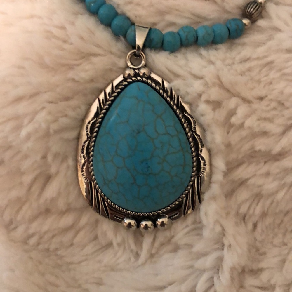 Paparazzi Faux Turquoise Necklace/Earrings/Ring Set - Picture 3 of 5